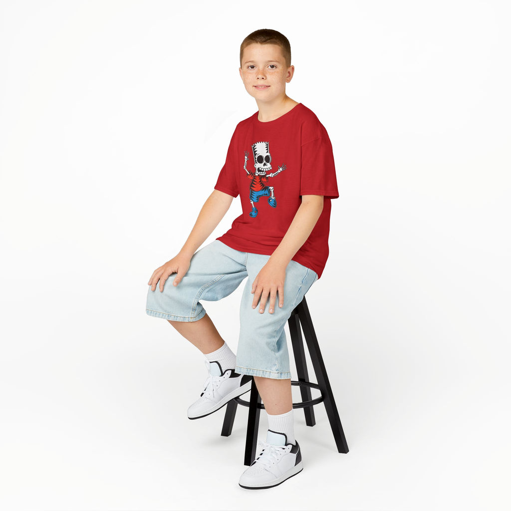 Kids T-Shirt — Cartoon Skeleton Boy Graphic (Skull Bart Style)