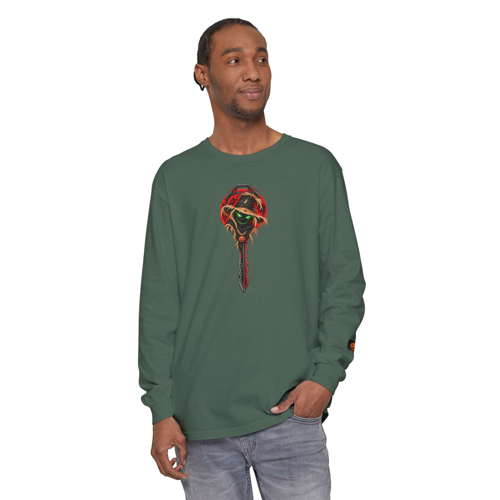 Unisex Garment-dyed Long Sleeve Halloween Biker-Wear T-Shirt