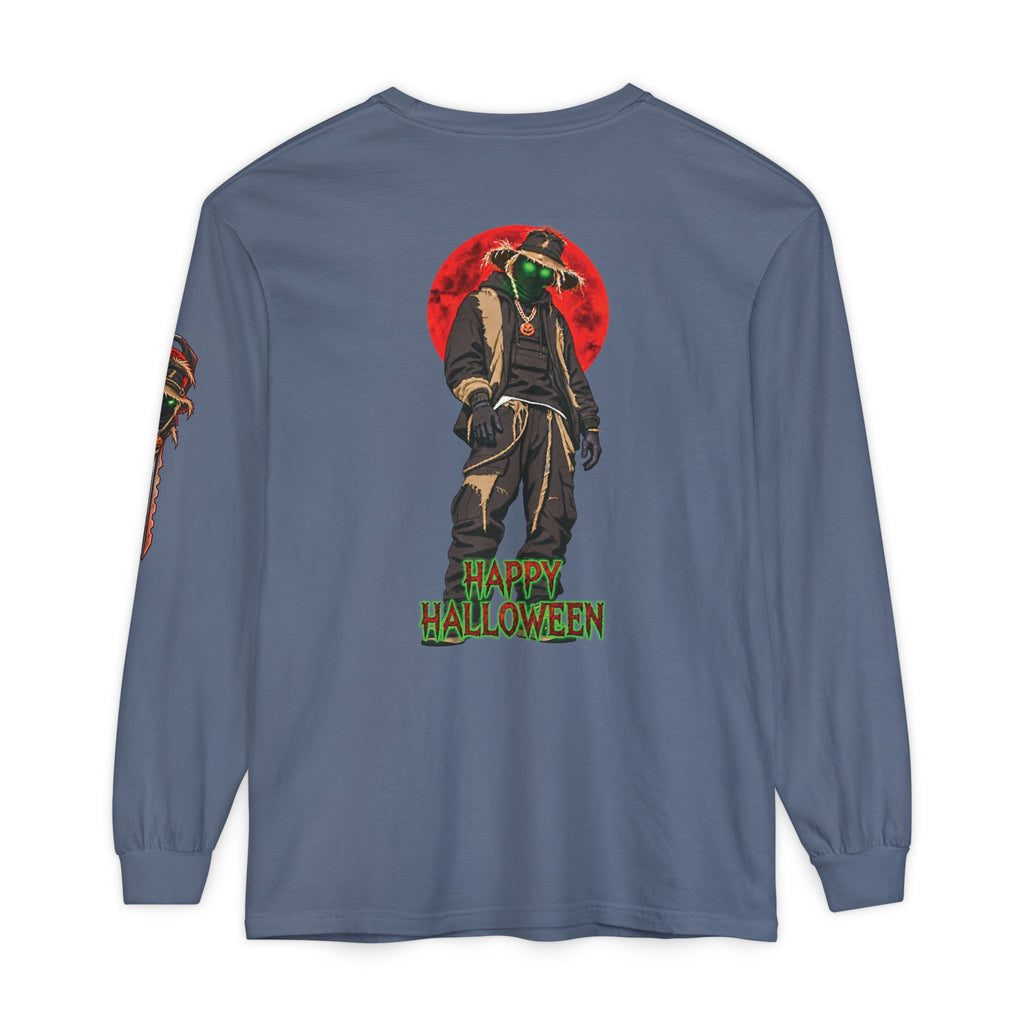 Unisex Garment-dyed Long Sleeve Halloween Biker-Wear T-Shirt
