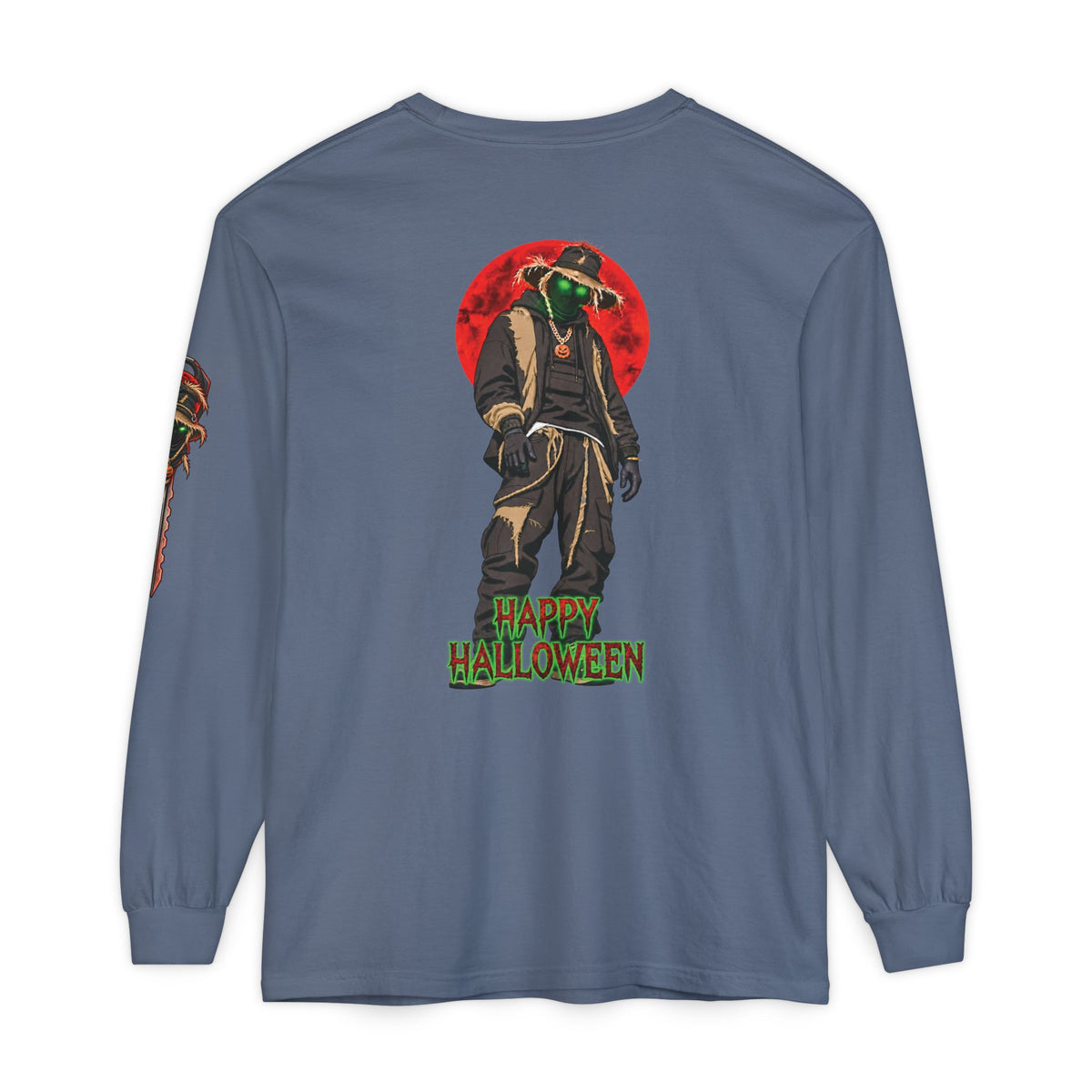 Unisex Garment-dyed Long Sleeve Halloween Biker-Wear T-Shirt