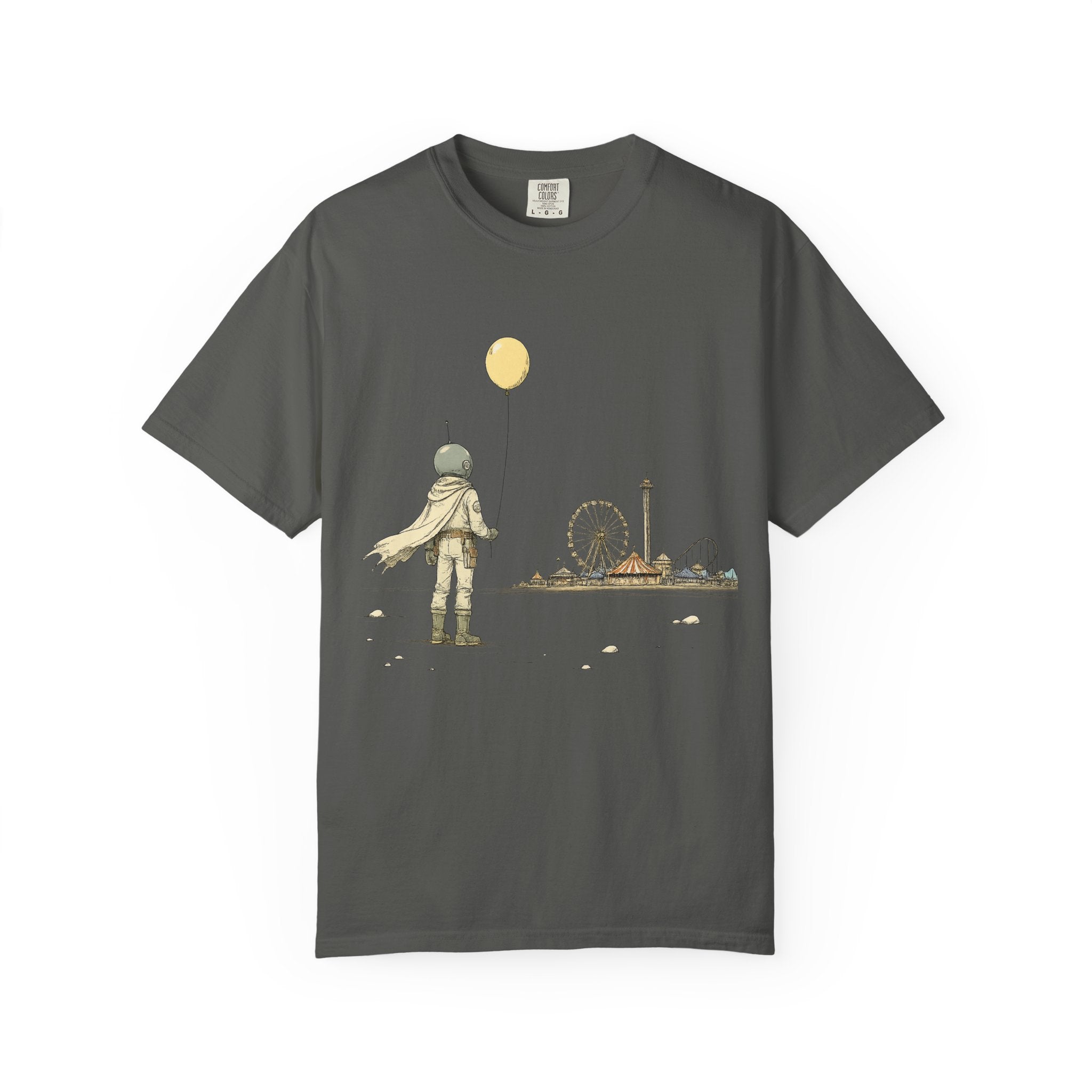 Astronaut & Balloon T-Shirt — Retro Amusement Park Graphic Tee