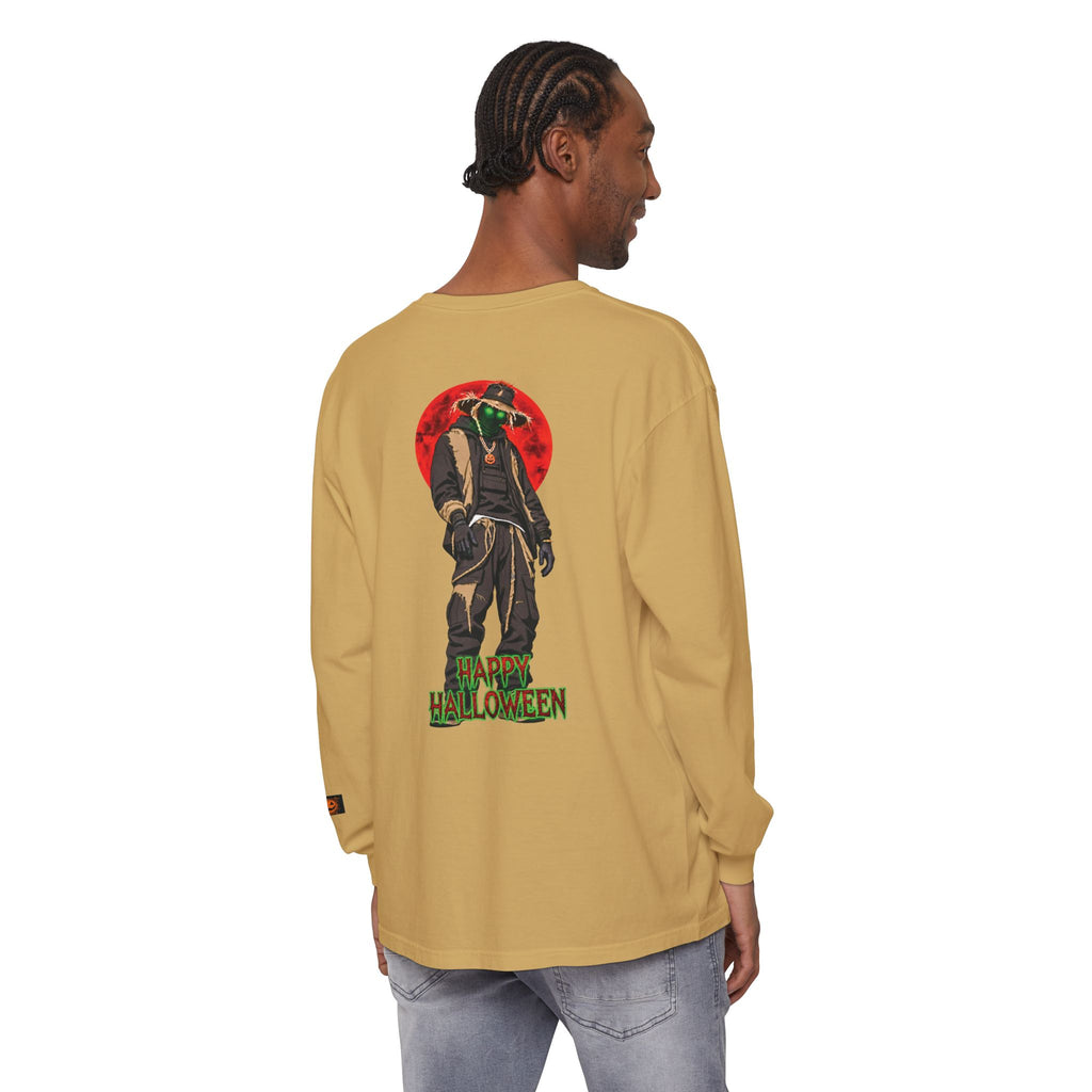 Unisex Garment-dyed Long Sleeve Halloween Biker-Wear T-Shirt