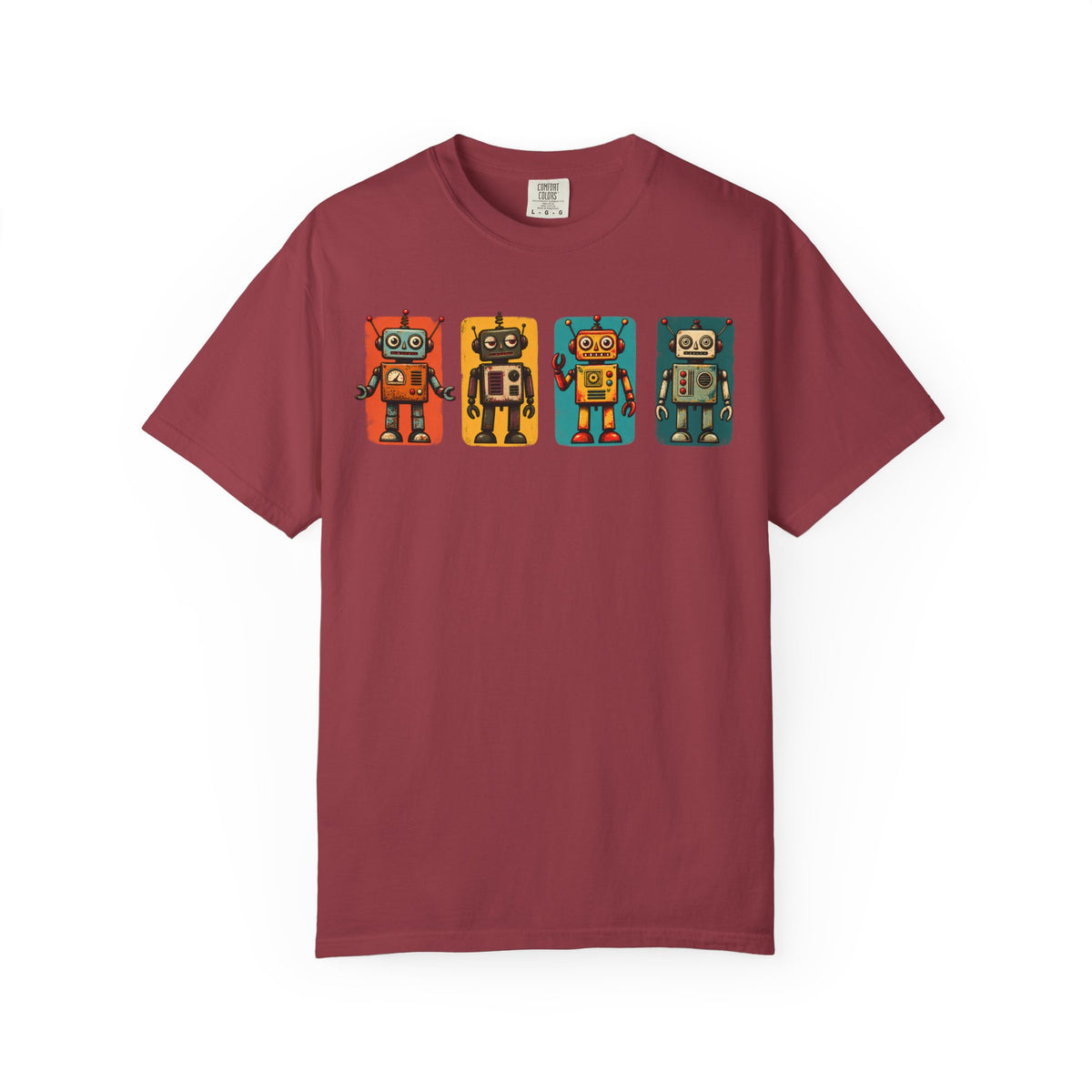Retro Robot Row T-Shirt — Vintage Tin Toy Robots Graphic Tee