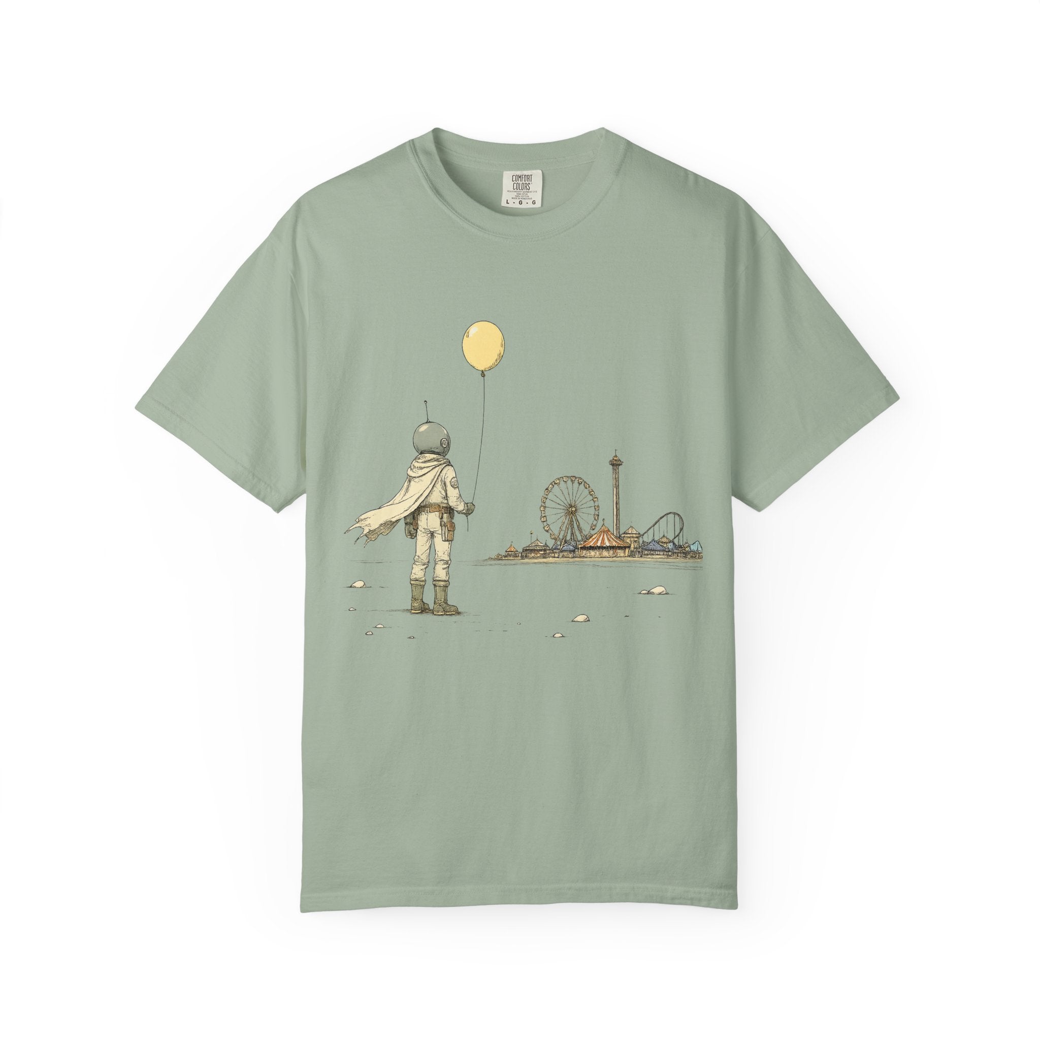 Astronaut & Balloon T-Shirt — Retro Amusement Park Graphic Tee
