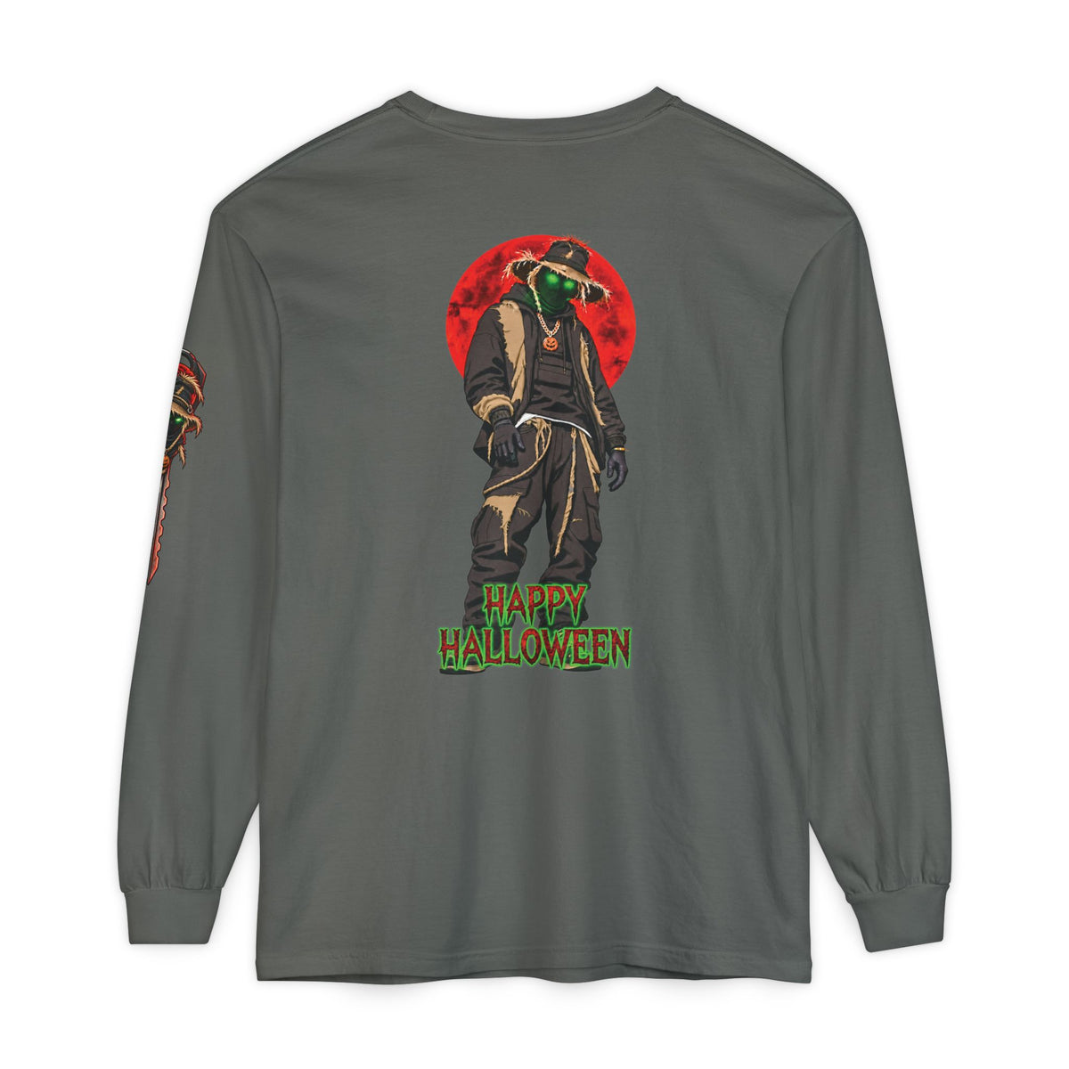 Unisex Garment-dyed Long Sleeve Halloween Biker-Wear T-Shirt
