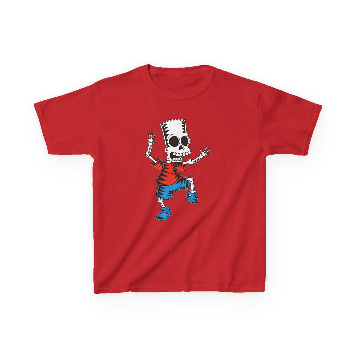 Kids T-Shirt — Cartoon Skeleton Boy Graphic (Skull Bart Style)