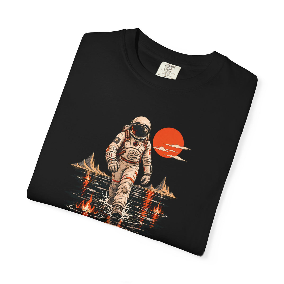 Astronaut Reflection T-Shirt — Vintage Spacewalk Sunset Graphic Tee