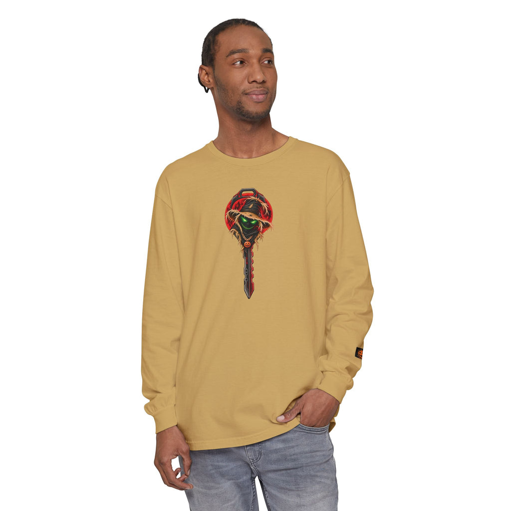Unisex Garment-dyed Long Sleeve Halloween Biker-Wear T-Shirt