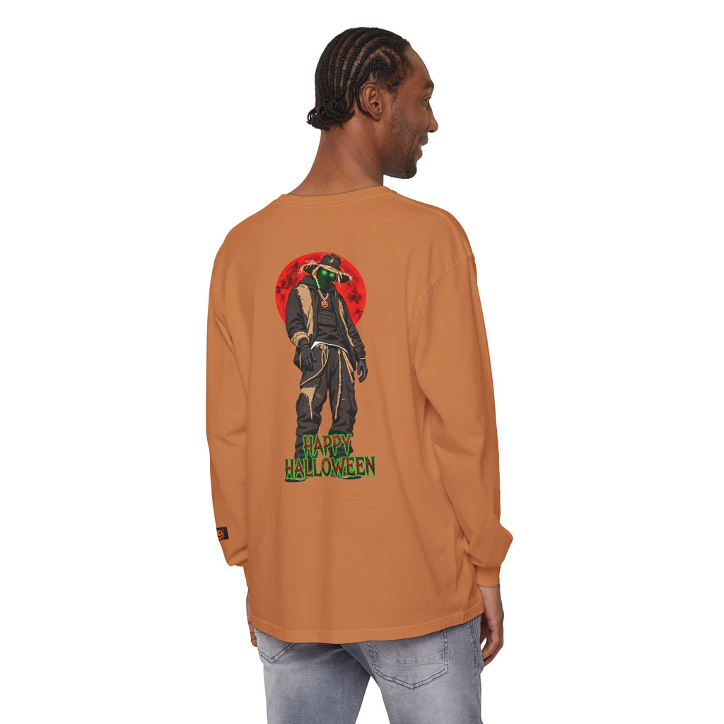 Unisex Garment-dyed Long Sleeve Halloween Biker-Wear T-Shirt