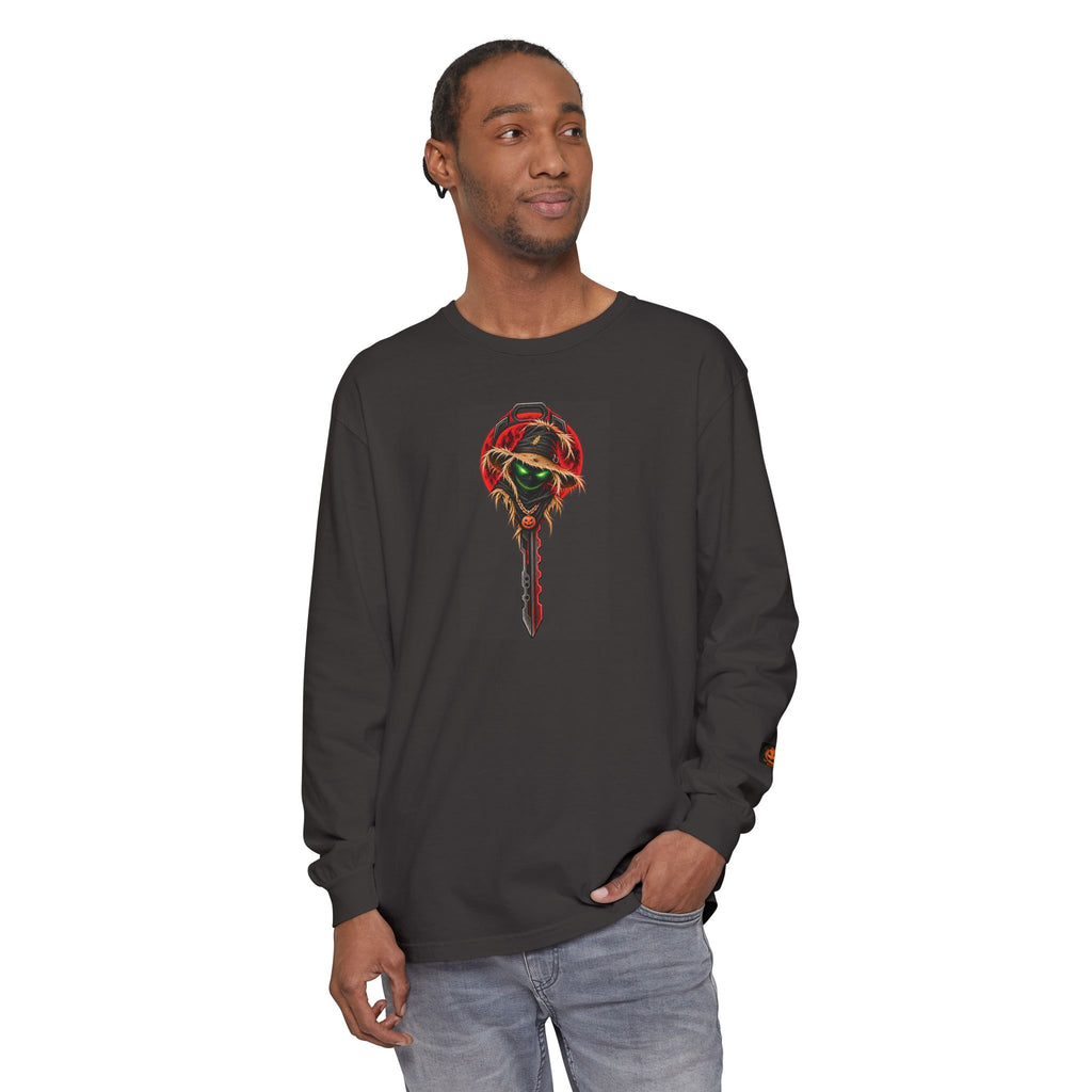 Unisex Garment-dyed Long Sleeve Halloween Biker-Wear T-Shirt