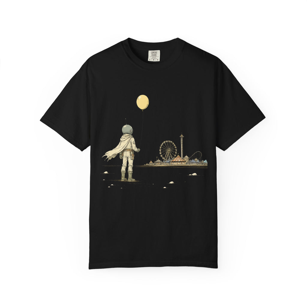 Astronaut & Balloon T-Shirt — Retro Amusement Park Graphic Tee