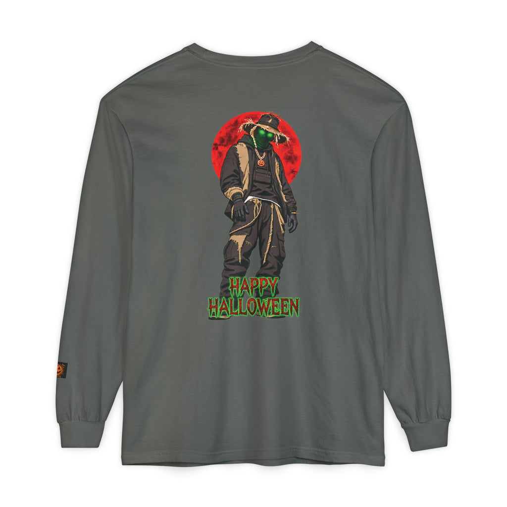 Unisex Garment-dyed Long Sleeve Halloween Biker-Wear T-Shirt
