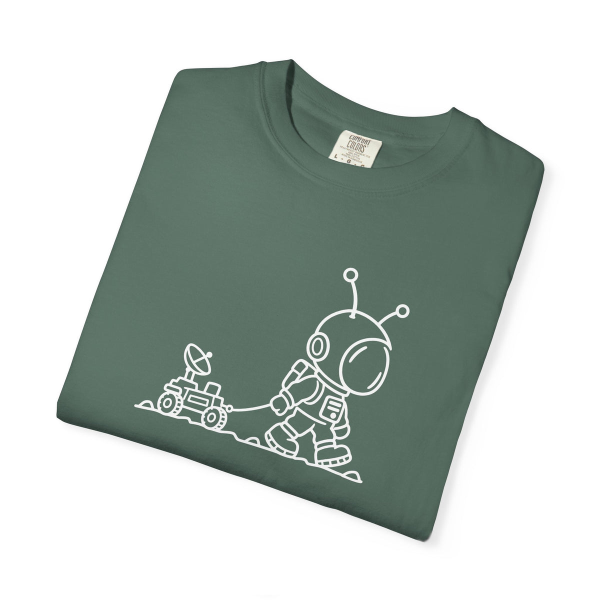 Alien & Rover Outline T-Shirt — Cute Space Robot Graphic Tee