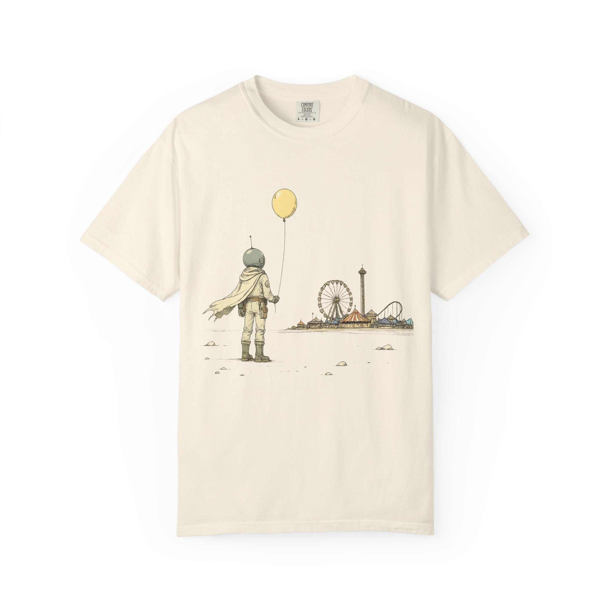 Astronaut & Balloon T-Shirt — Retro Amusement Park Graphic Tee