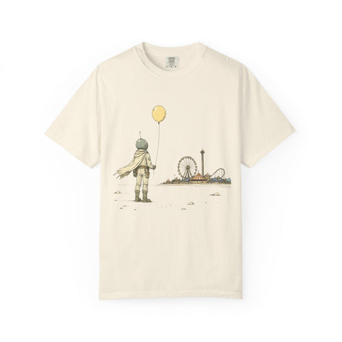Astronaut & Balloon T-Shirt — Retro Amusement Park Graphic Tee