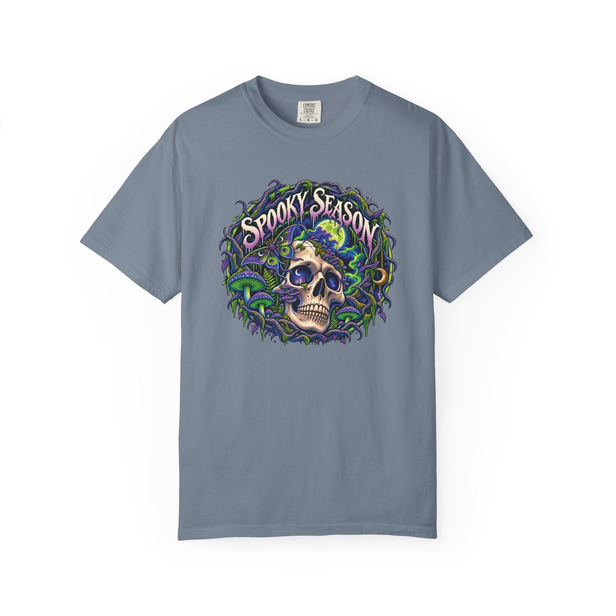 Spooky Season Skull T-Shirt — Halloween Skull & Vines Graphic Tee