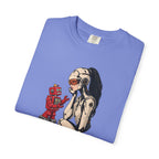 Graphic Tee — Retro Pinup Girl with Red Toy Robot Illustration