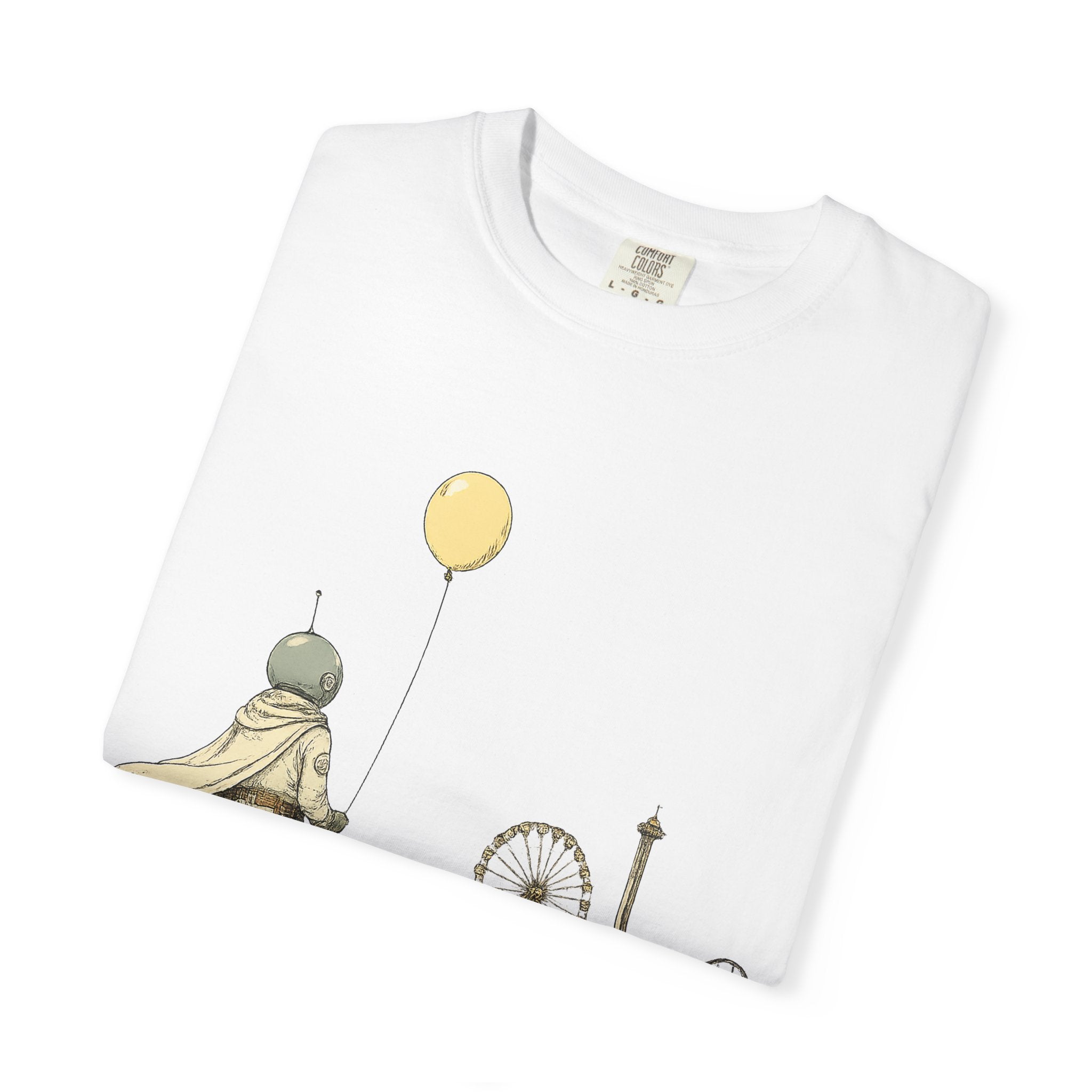 Astronaut & Balloon T-Shirt — Retro Amusement Park Graphic Tee