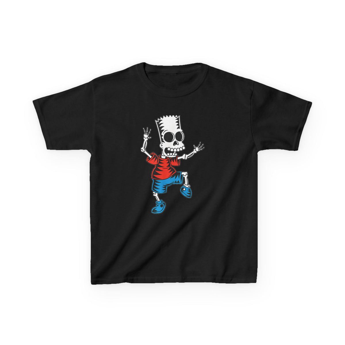 Kids T-Shirt — Cartoon Skeleton Boy Graphic (Skull Bart Style)