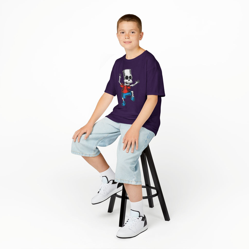 Kids T-Shirt — Cartoon Skeleton Boy Graphic (Skull Bart Style)