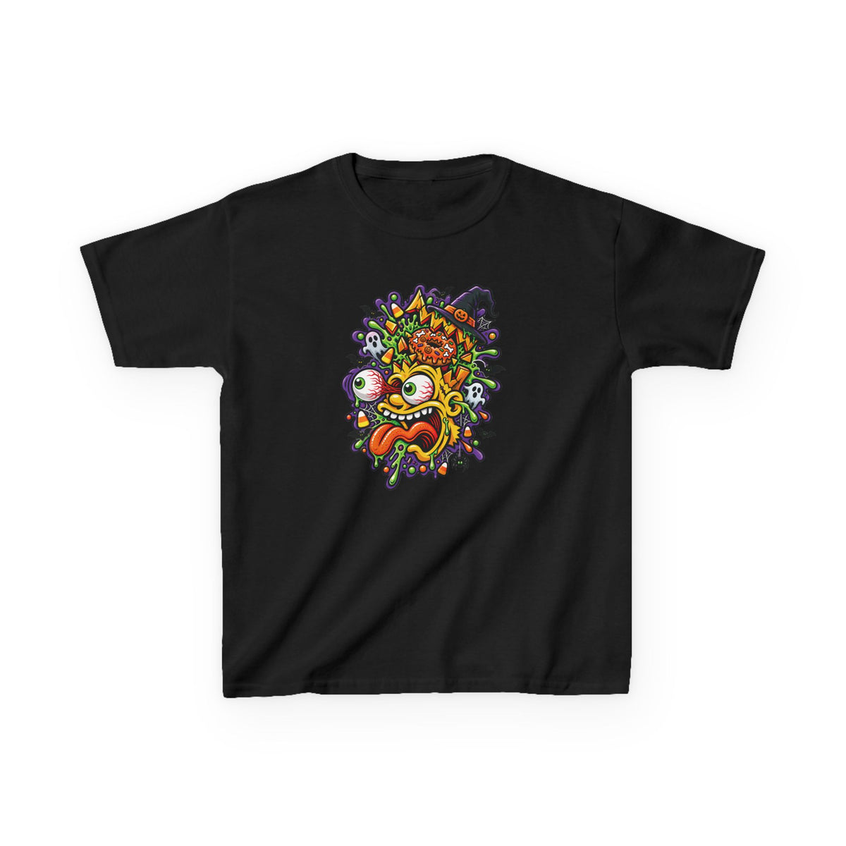 Kids T-Shirt — Colorful Cartoon Monster Face Graphic