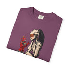 Graphic Tee — Retro Pinup Girl with Red Toy Robot Illustration