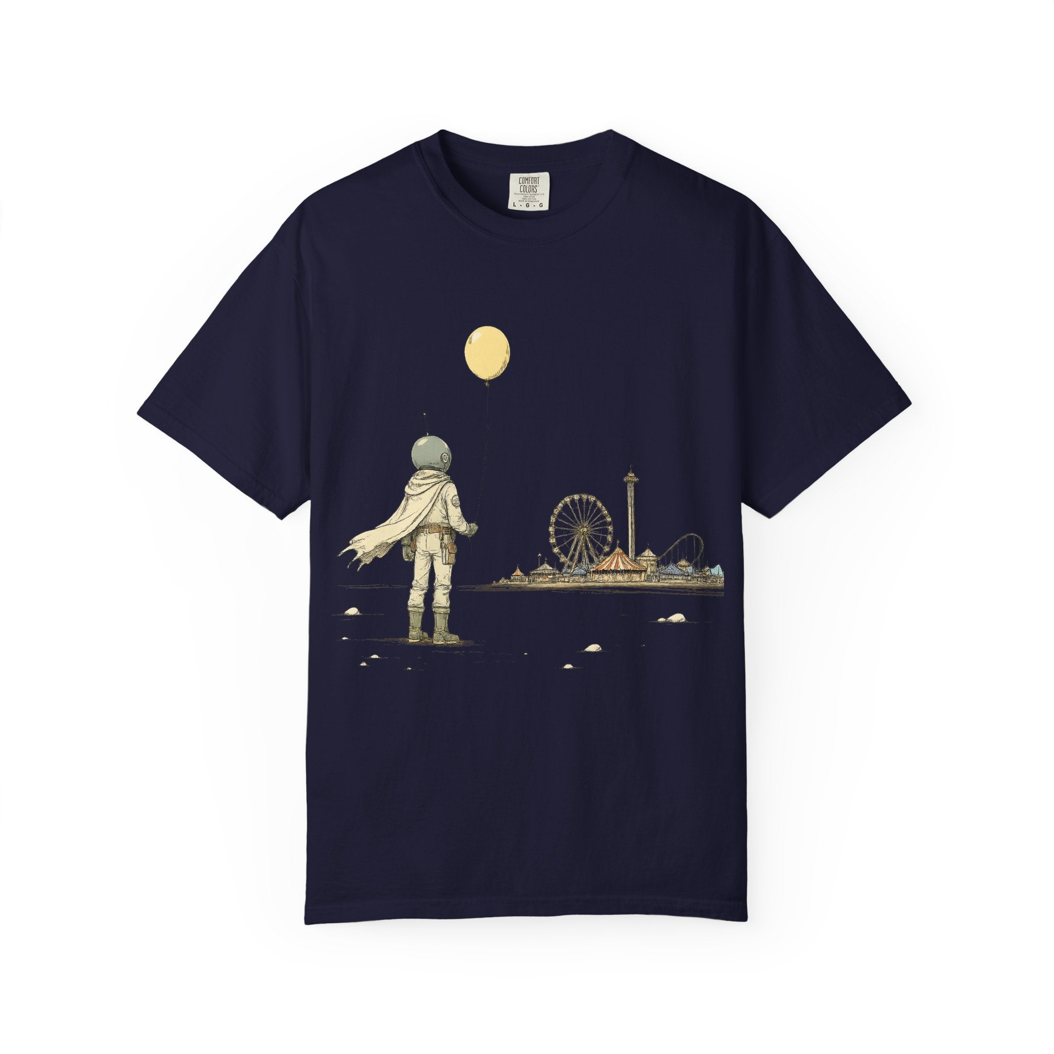 Astronaut & Balloon T-Shirt — Retro Amusement Park Graphic Tee