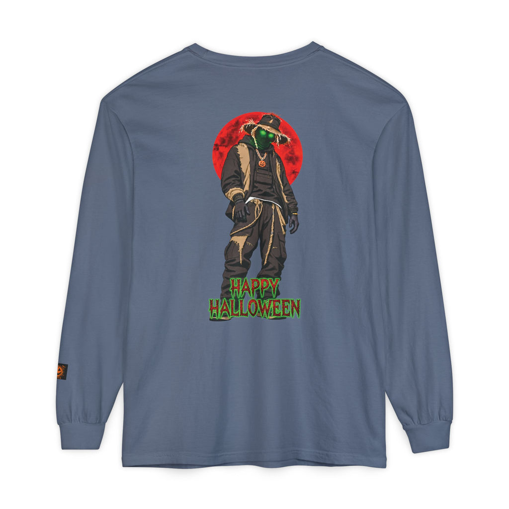 Unisex Garment-dyed Long Sleeve Halloween Biker-Wear T-Shirt