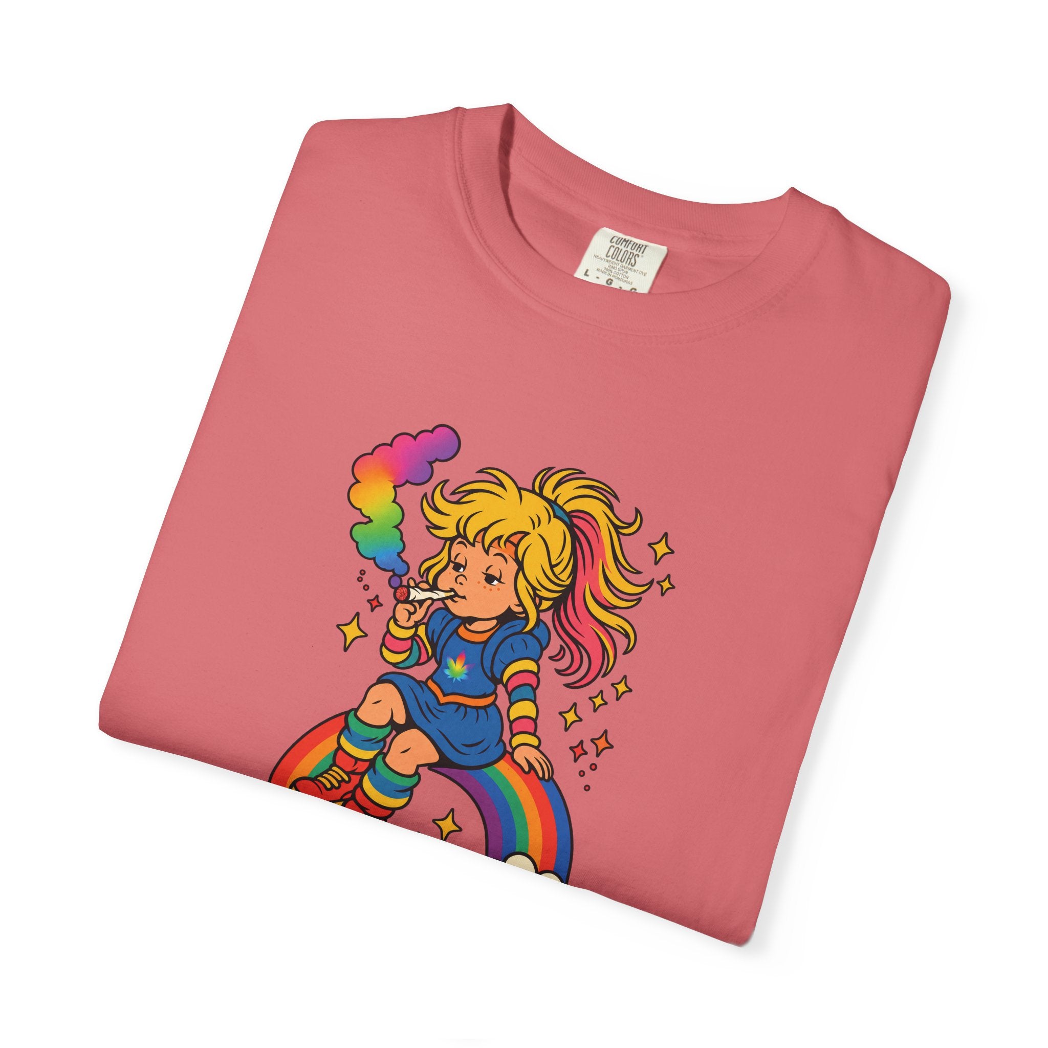 Retro Rainbow Skategirl T-Shirt — Cute 80s Skateboarding Graphic Tee