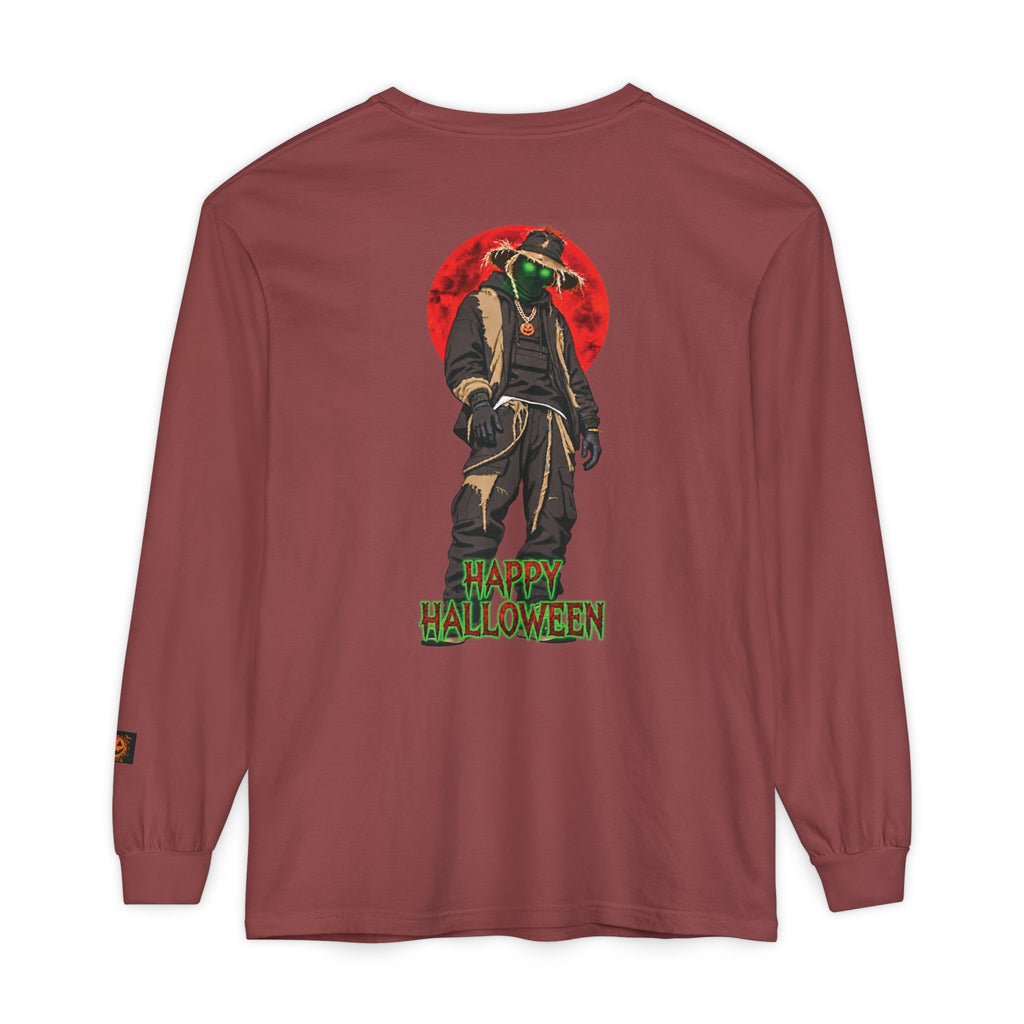 Unisex Garment-dyed Long Sleeve Halloween Biker-Wear T-Shirt