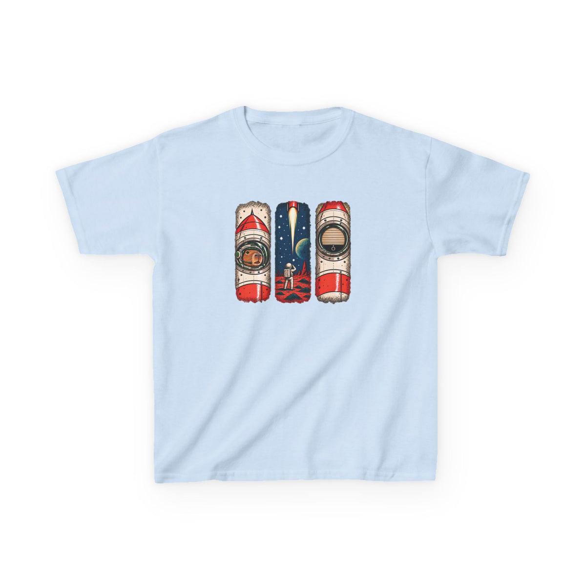 Kids Tee — Retro Space Rocket Graphic