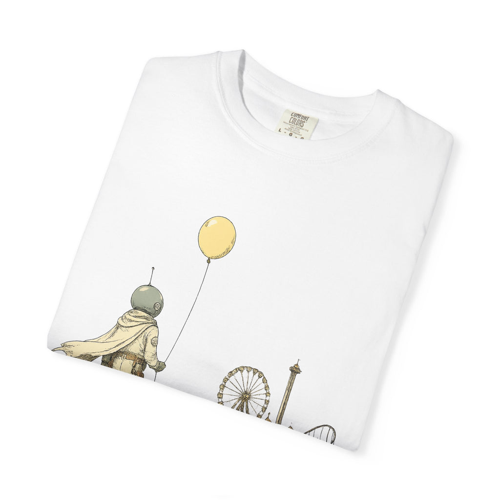 Astronaut & Balloon T-Shirt — Retro Amusement Park Graphic Tee