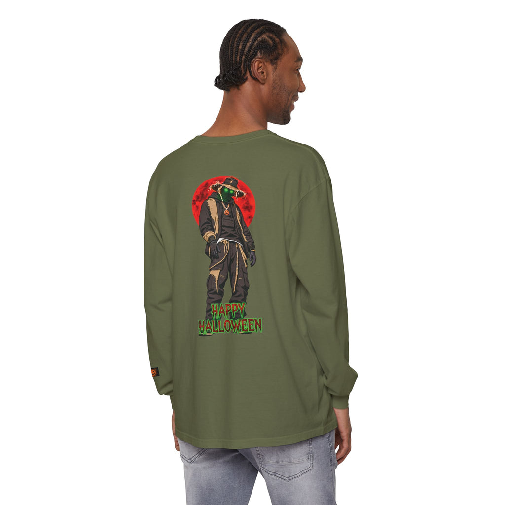 Unisex Garment-dyed Long Sleeve Halloween Biker-Wear T-Shirt