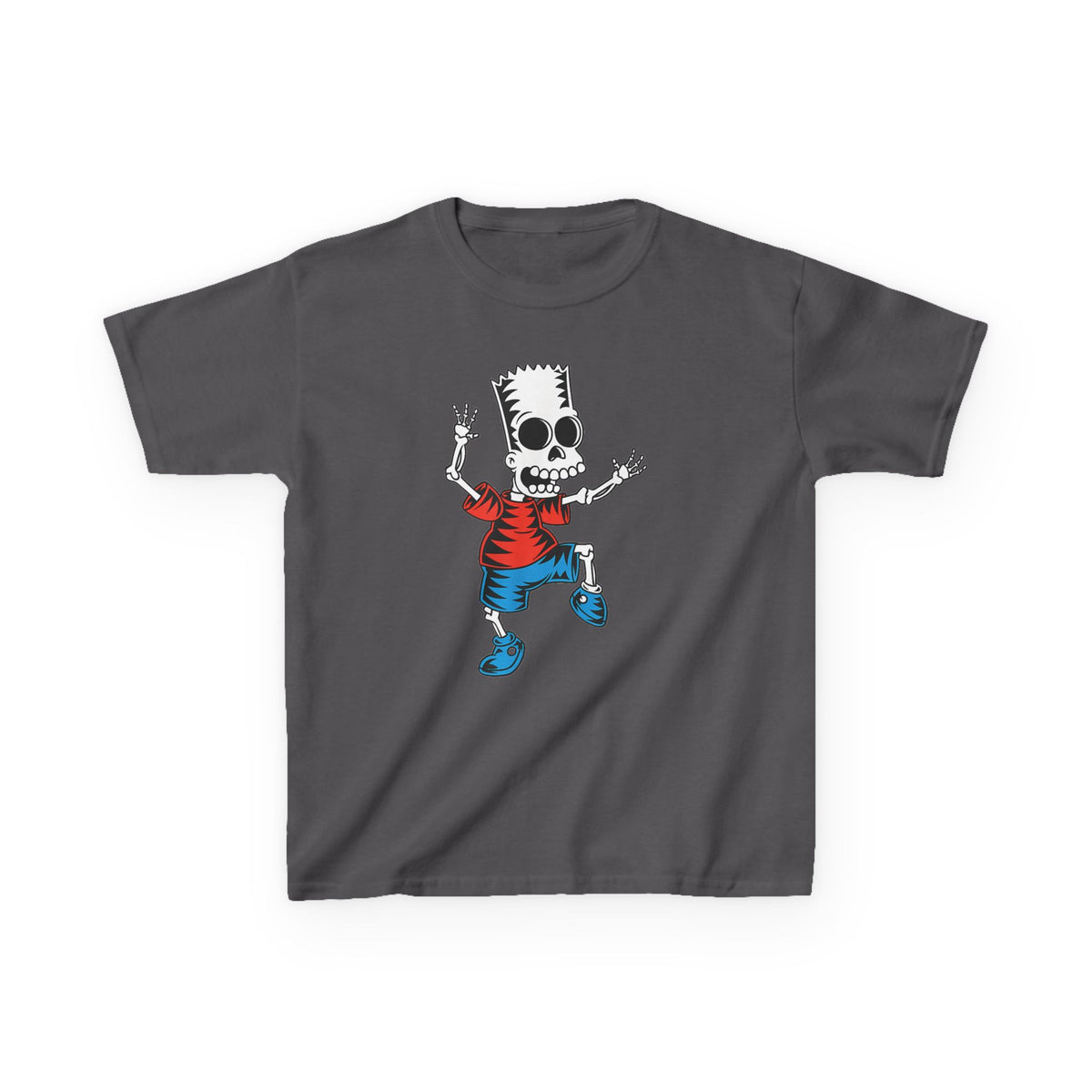 Kids T-Shirt — Cartoon Skeleton Boy Graphic (Skull Bart Style)