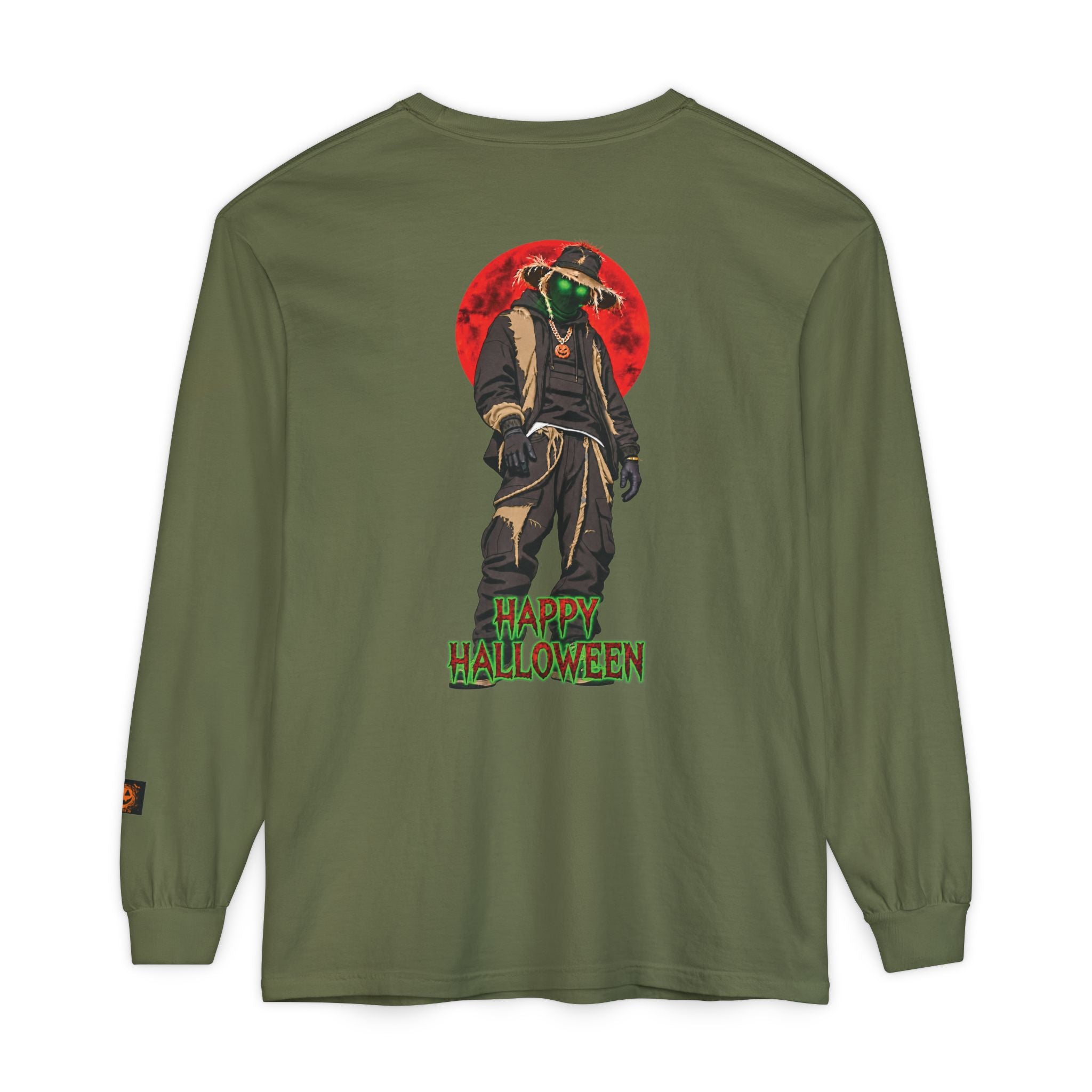 Unisex Garment-dyed Long Sleeve Halloween Biker-Wear T-Shirt