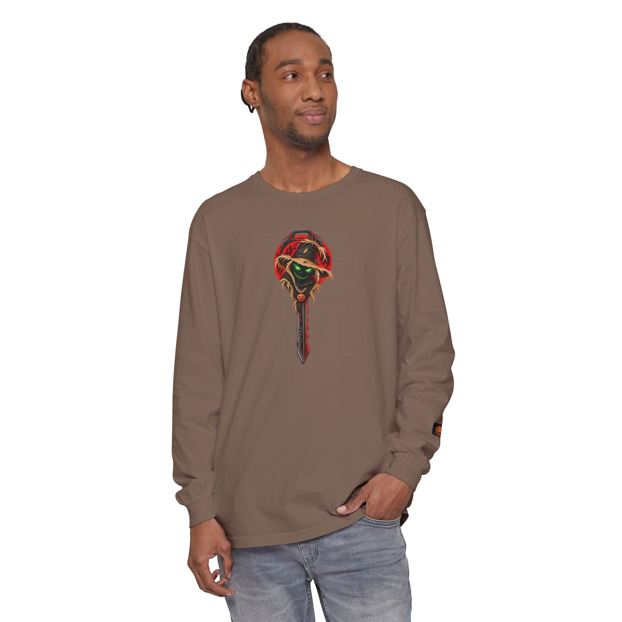 Unisex Garment-dyed Long Sleeve Halloween Biker-Wear T-Shirt
