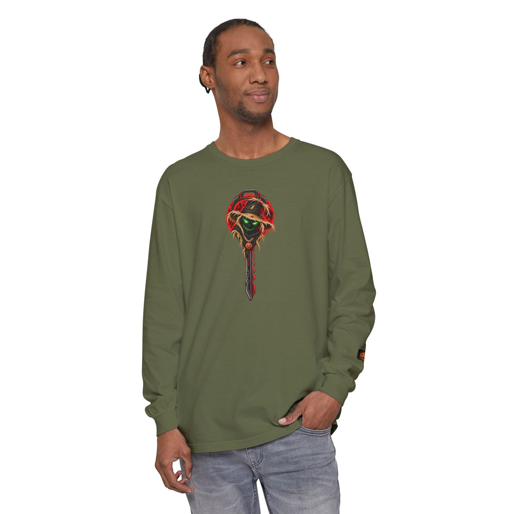 Unisex Garment-dyed Long Sleeve Halloween Biker-Wear T-Shirt