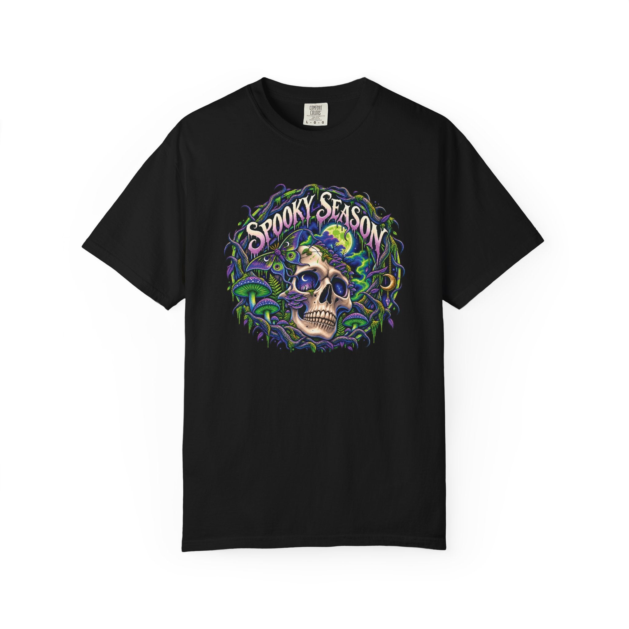 Spooky Season Skull T-Shirt — Halloween Skull & Vines Graphic Tee