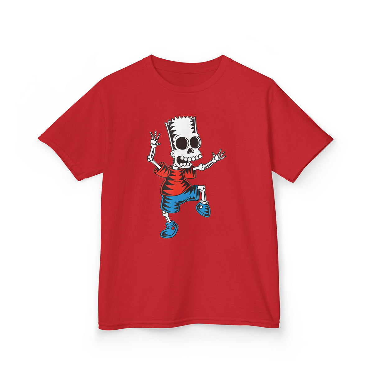 Kids T-Shirt — Cartoon Skeleton Boy Graphic (Skull Bart Style)