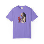Graphic Tee — Retro Pinup Girl with Red Toy Robot Illustration