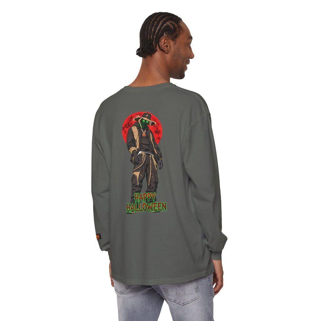 Unisex Garment-dyed Long Sleeve Halloween Biker-Wear T-Shirt