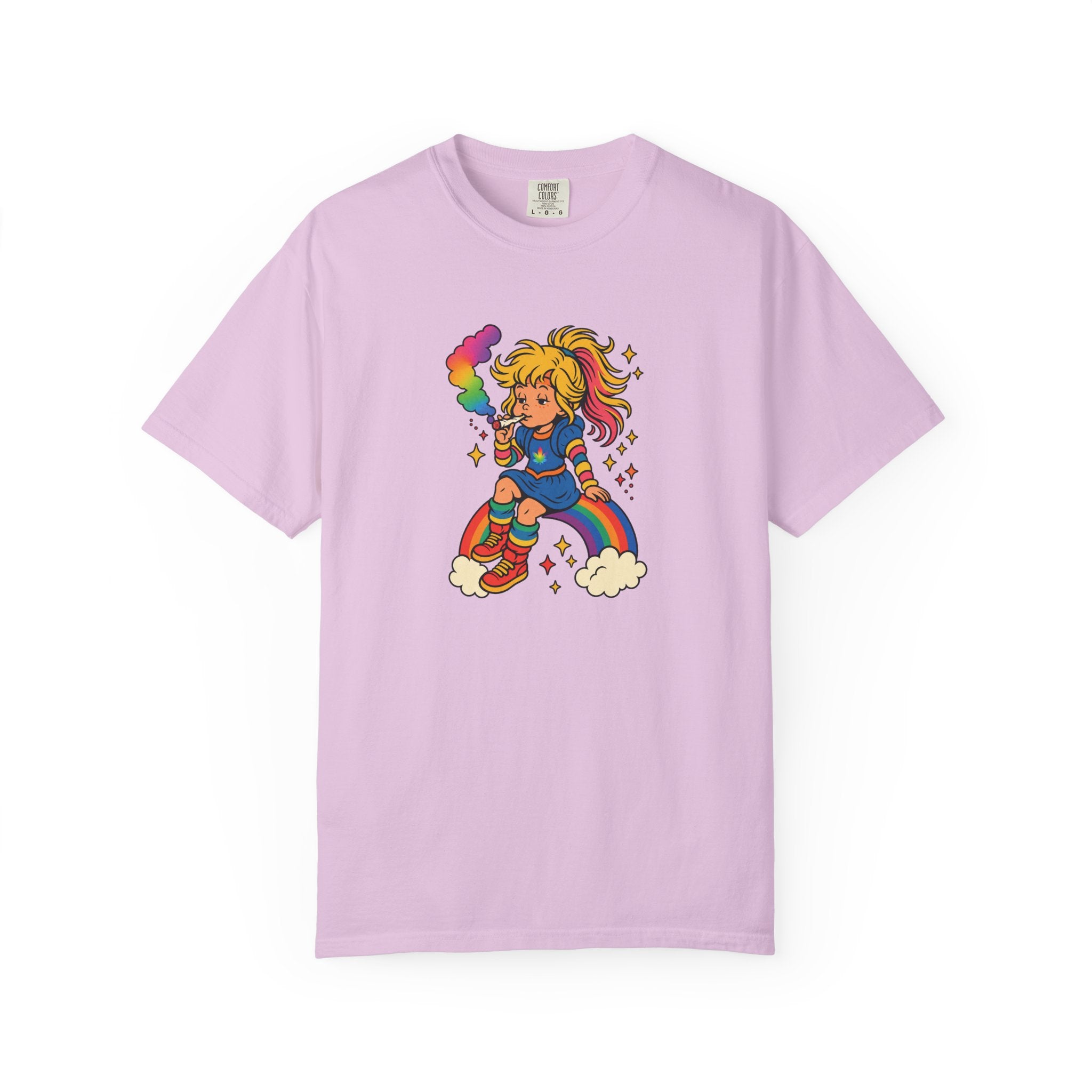 Retro Rainbow Skategirl T-Shirt — Cute 80s Skateboarding Graphic Tee