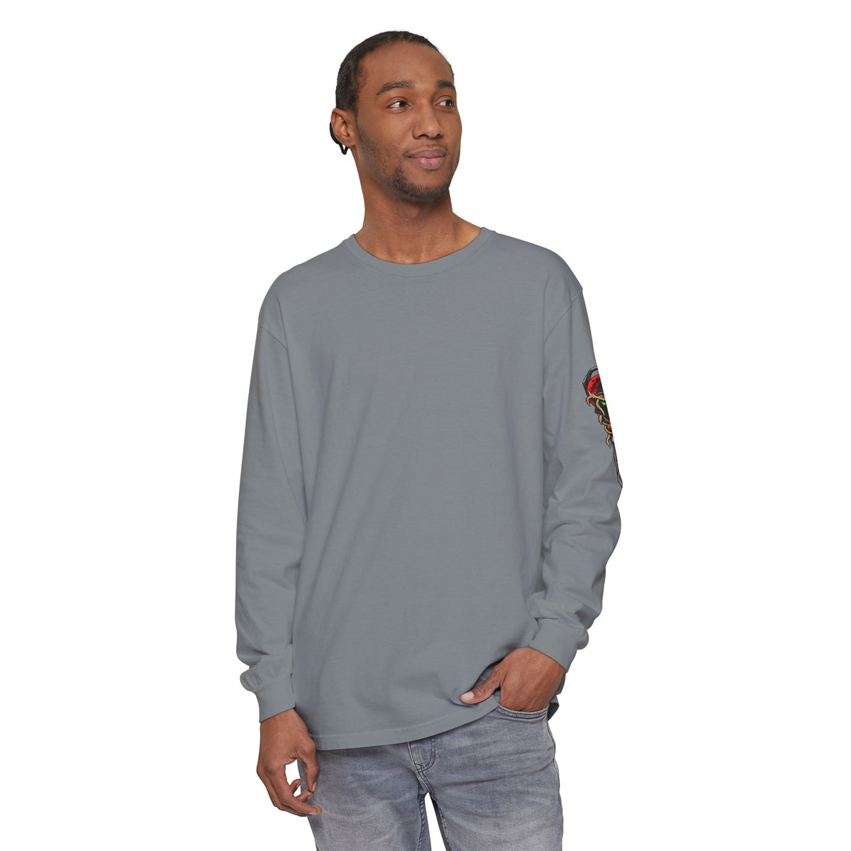 Unisex Garment-dyed Long Sleeve Halloween Biker-Wear T-Shirt