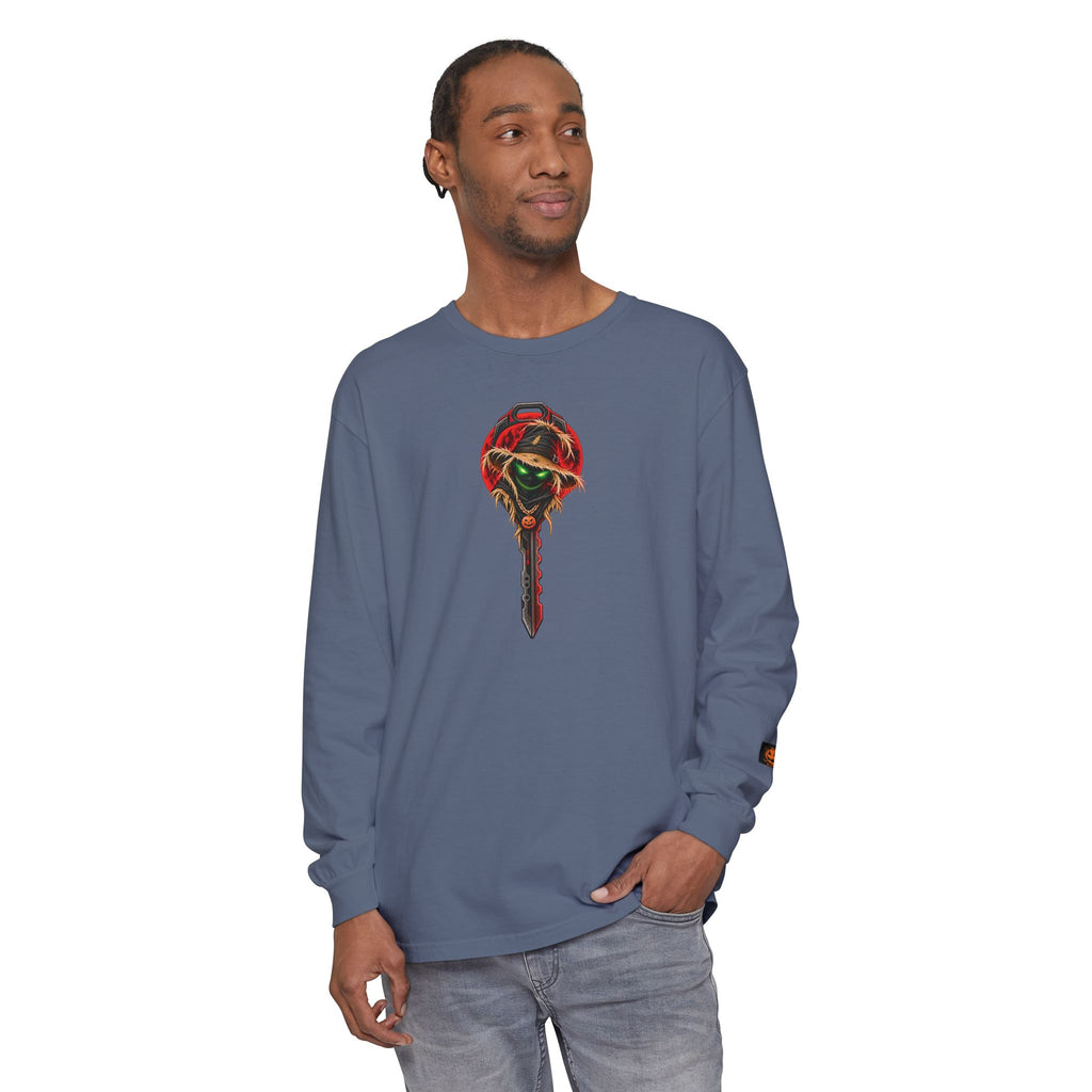 Unisex Garment-dyed Long Sleeve Halloween Biker-Wear T-Shirt