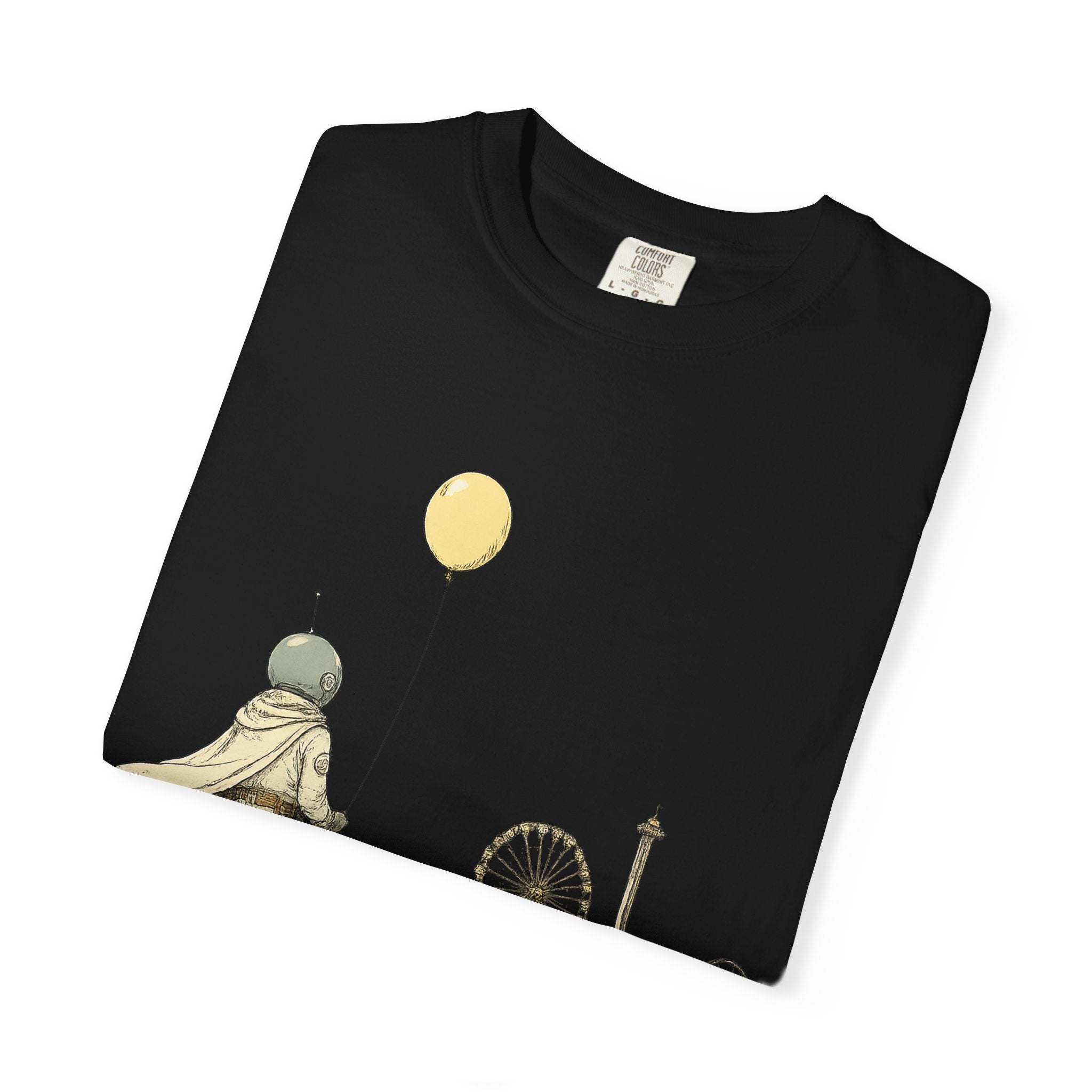 Astronaut & Balloon T-Shirt — Retro Amusement Park Graphic Tee