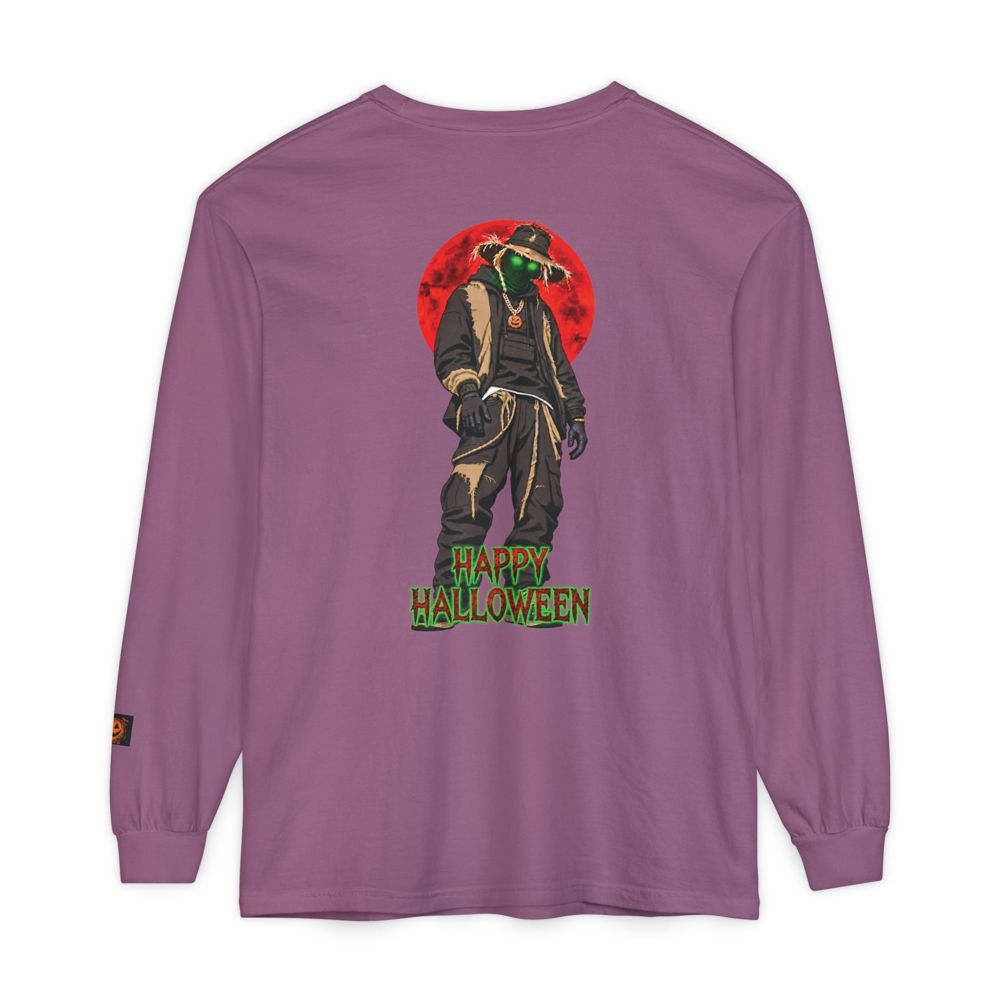 Unisex Garment-dyed Long Sleeve Halloween Biker-Wear T-Shirt