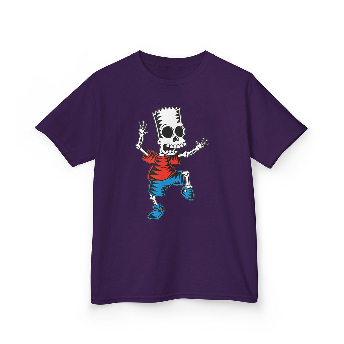 Kids T-Shirt — Cartoon Skeleton Boy Graphic (Skull Bart Style)