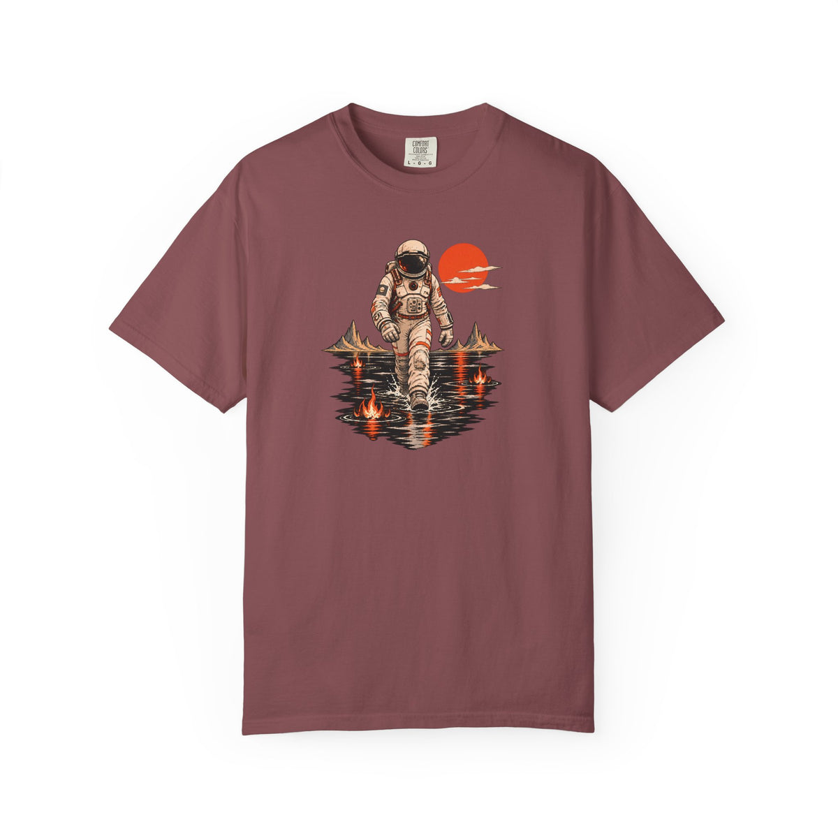 Astronaut Reflection T-Shirt — Vintage Spacewalk Sunset Graphic Tee
