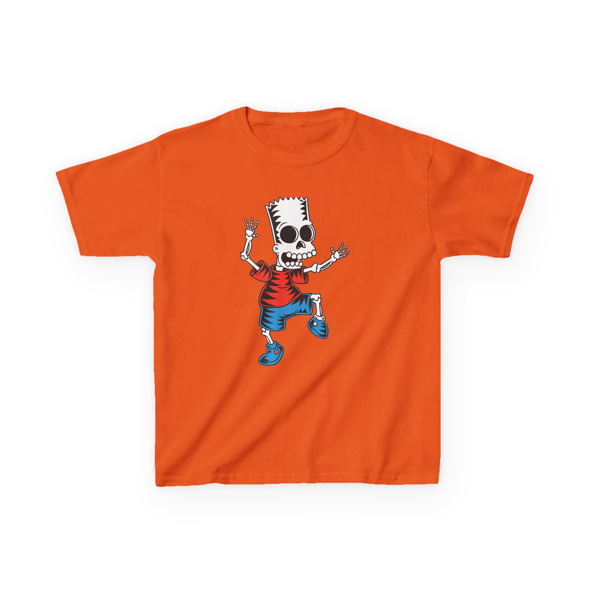Kids T-Shirt — Cartoon Skeleton Boy Graphic (Skull Bart Style)