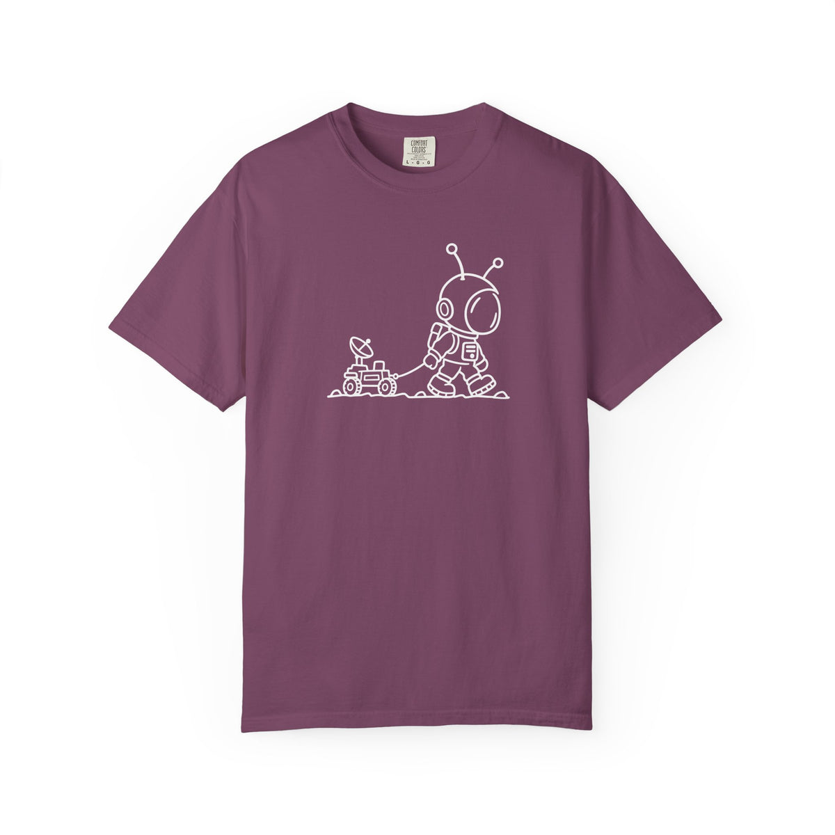 Alien & Rover Outline T-Shirt — Cute Space Robot Graphic Tee